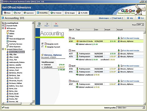 GUSDEX Accounting Screen - Edwin R. Lopez Portfolio